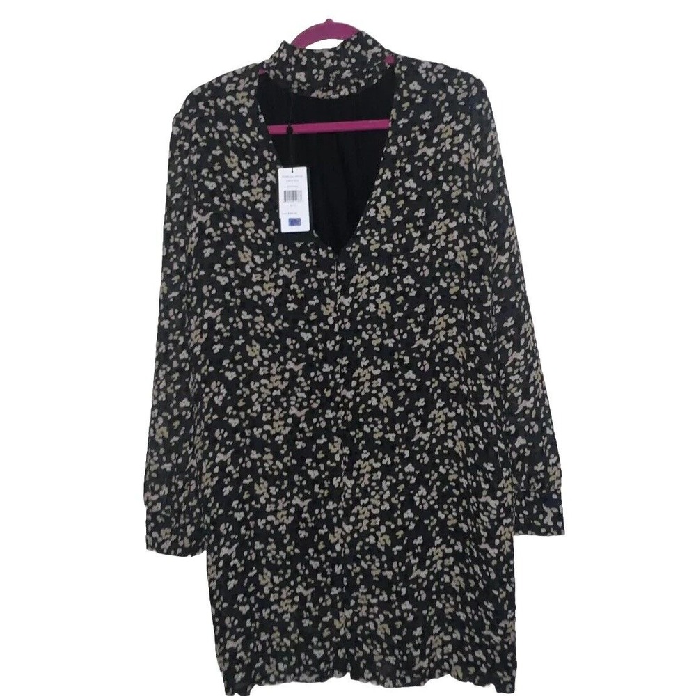 Kendall‎ + Kylie  NWT Women's Ash Petal Black Printed Mock Neck Dress Size 8/10
